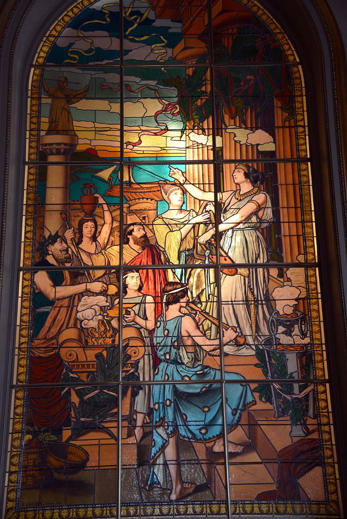 24 Stained Glass Panel With Penelope Keeping Her Suitors At Bay In Golden Room Salon Dorado Teatro Colon Buenos Aires